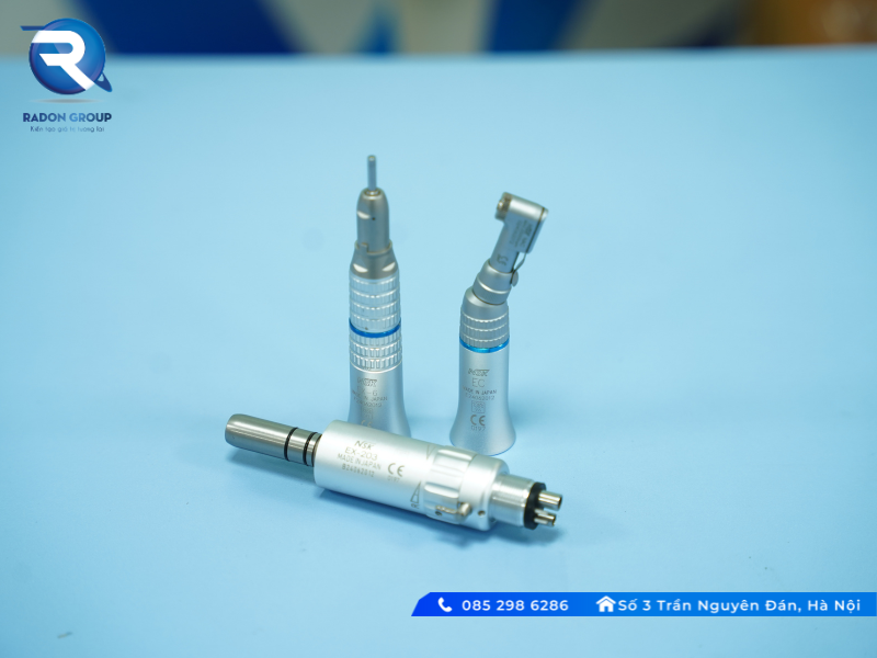 Sản phẩm bao gồm 3 chi tiết: động cơ, tay khoan thẳng, tay khoan cong