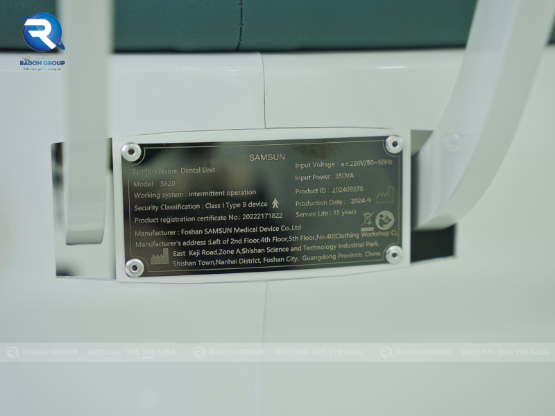 Chi tiết thông tin thiết bị ghế nha khoa Samsun S620